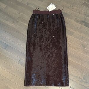 A.L.C. Sequin Pencil Skirt in Brown